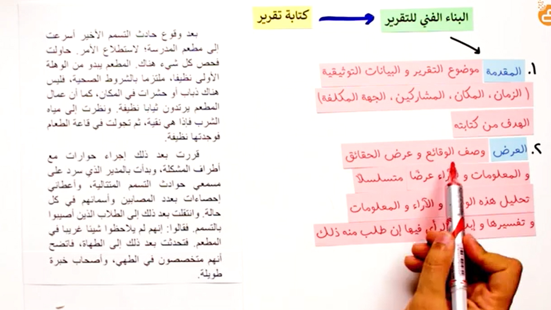 كتابة تقرير